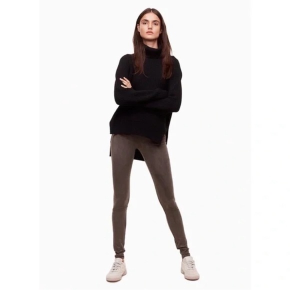 Aritzia Pants - Aritzia Wilfred Taupe Gray Suede Daria High Waisted Leggings